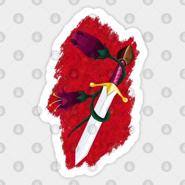 DAGGER AND FLOWERS Sticker by droidmonkey